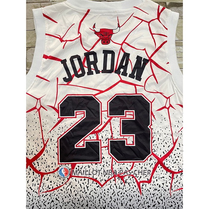 Maillot Chicago Bulls Michael Jordan NO 23 Mitchell & Ness Blanc Rouge